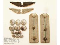 Old epaulettes buttons patches pilot aviator Kingdom of Bulgaria