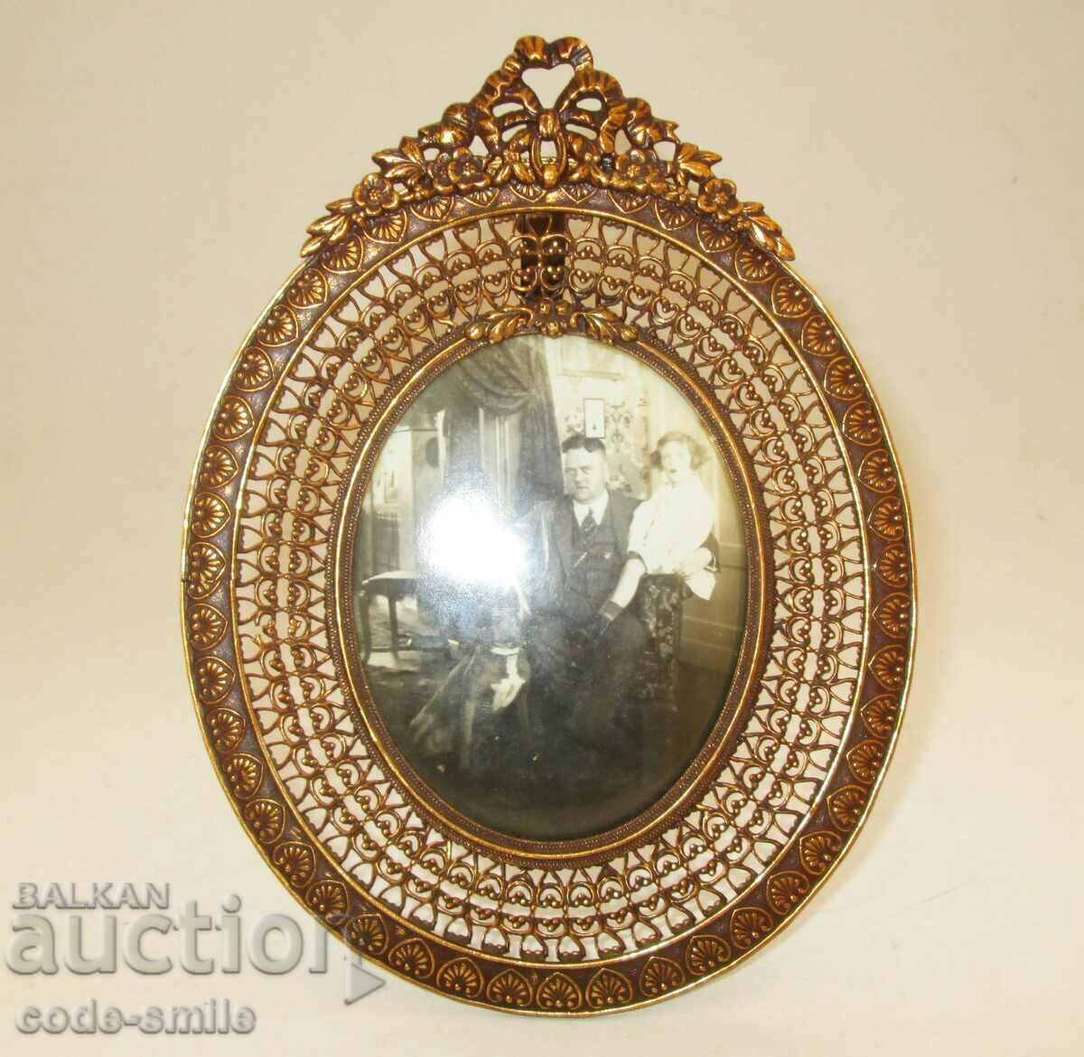 Beautiful openwork old antique bronze photo frame