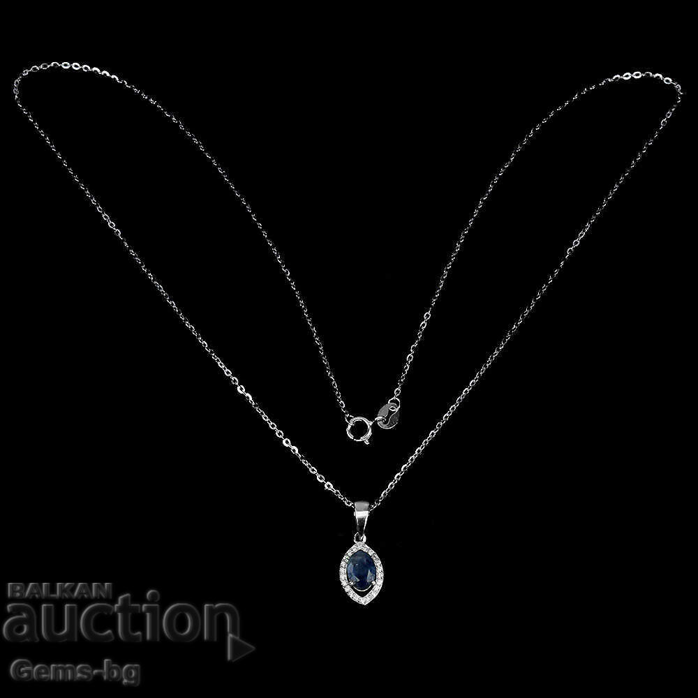 Silver pendant with natural sapphire and zircon with price 110.00 BGN | € 56.24 Silver pendant with natural sapphire and zircon with price 110.00 BGN | € 56.24