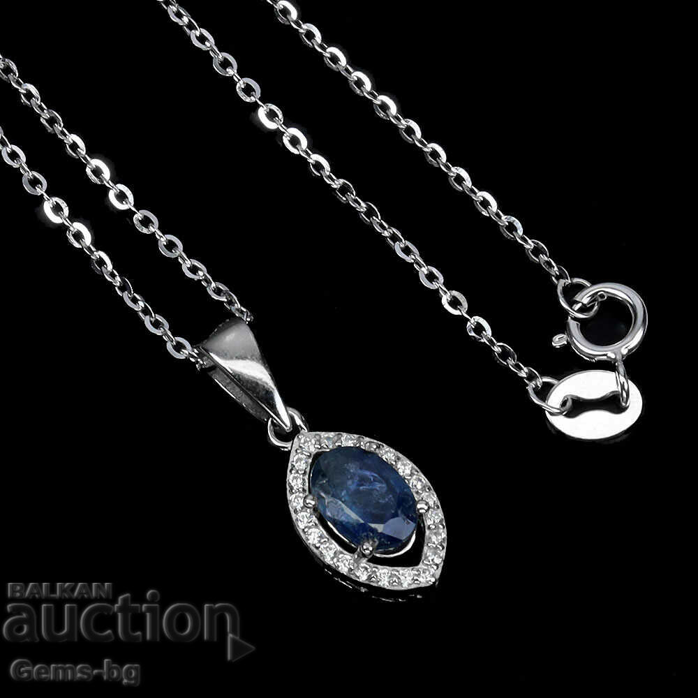 Auction Silver pendant with natural sapphire and zircon Auction Silver pendant with natural sapphire and zircon