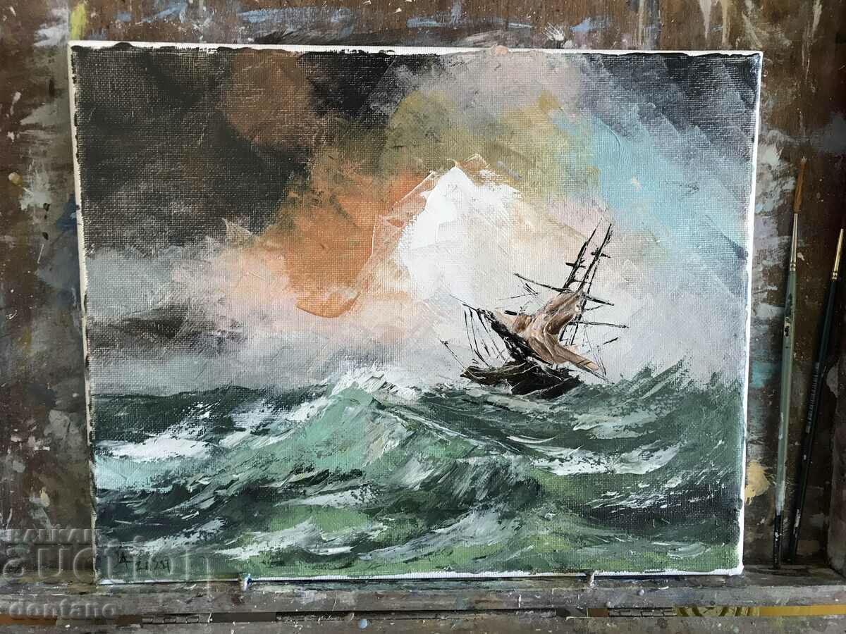 Seascape - Seascape oil painting - Ship at sea