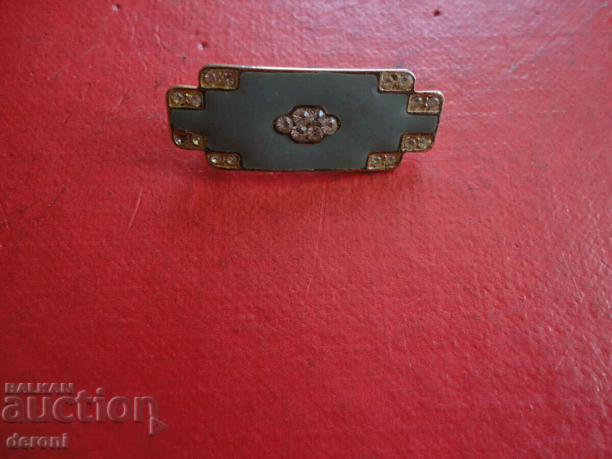 Gold-plated brooch with stones and enamel 85 - 5 Gold-plated brooch with stones and enamel 85 - 5