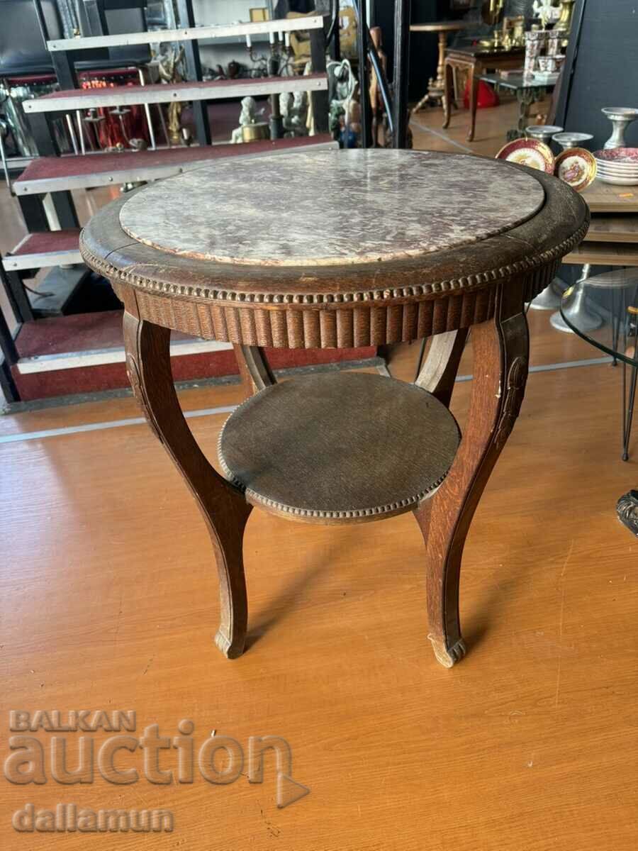 Antique carving table with marble top with price 199.00 BGN | € 101.75 Antique carving table with marble top with price 199.00 BGN | € 101.75