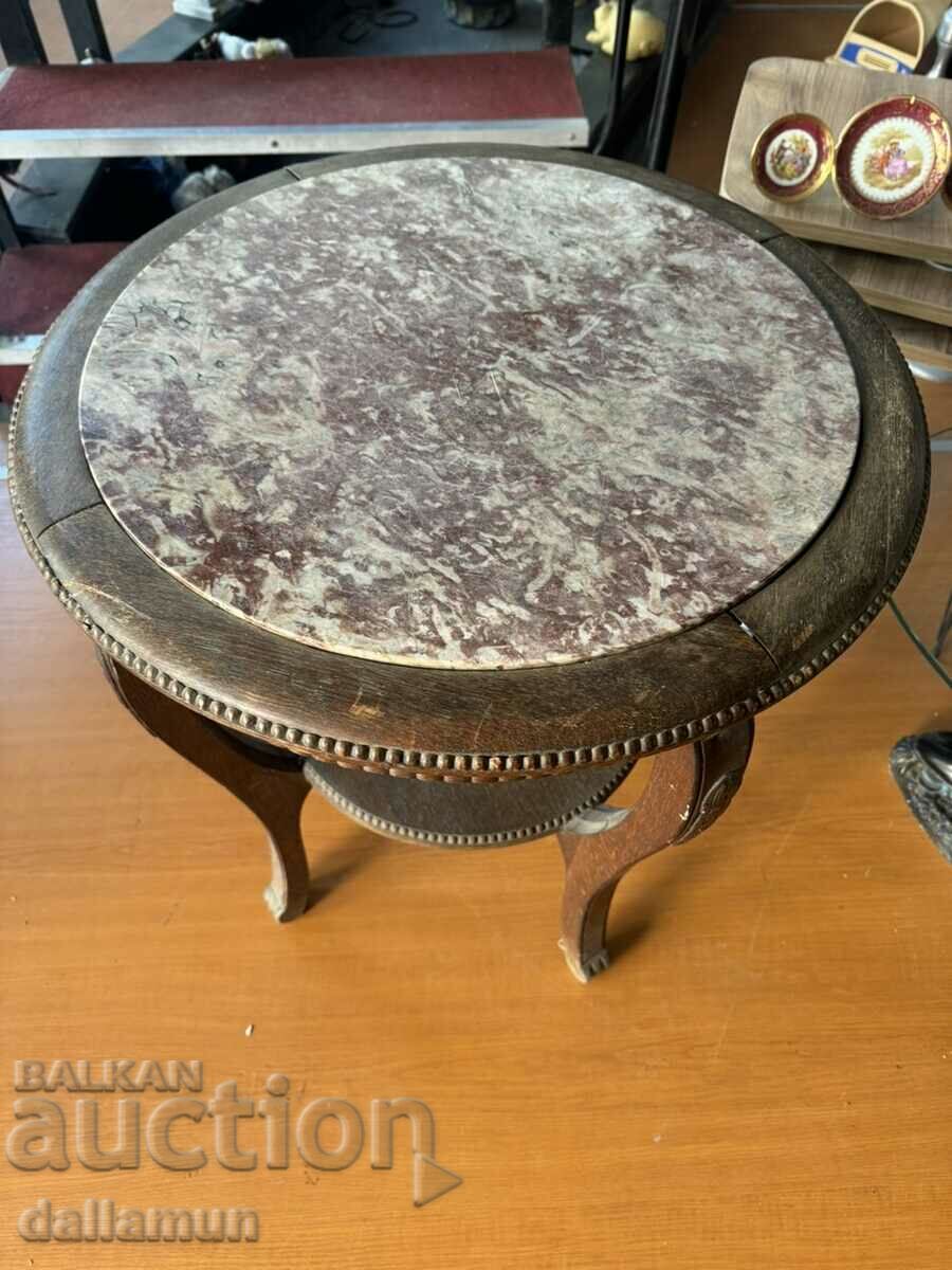 Auction Antique carving table with marble top Auction Antique carving table with marble top