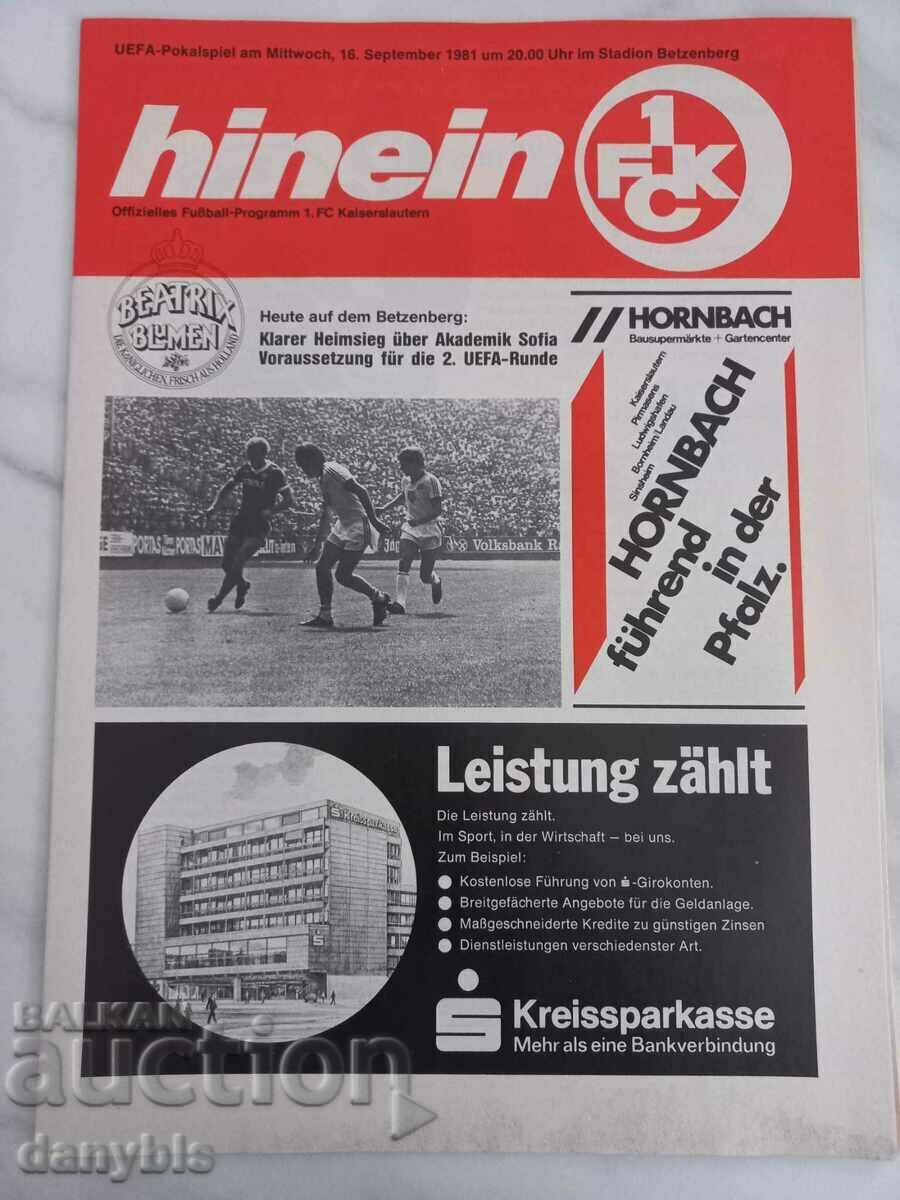 Football program - Kaiserslautern - Academic Sofia