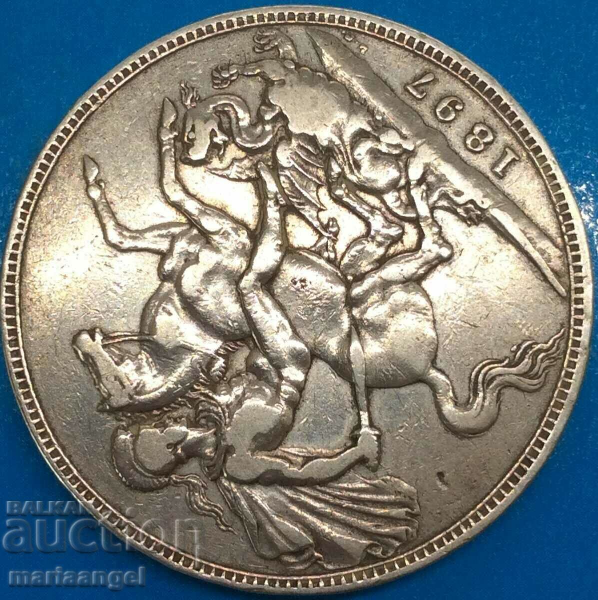 Μεγάλη Βρετανία 1 στέμμα 1897 Victoria 28g ασήμι 38mm