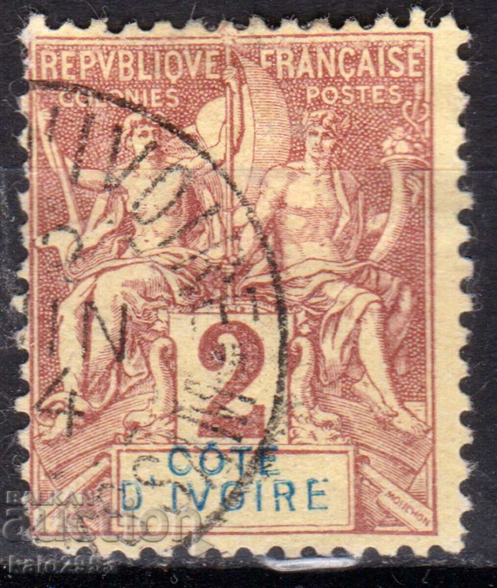 Franța/Cote D"Ivoire/AOF-1892-Alegorie colonială, ștampilă