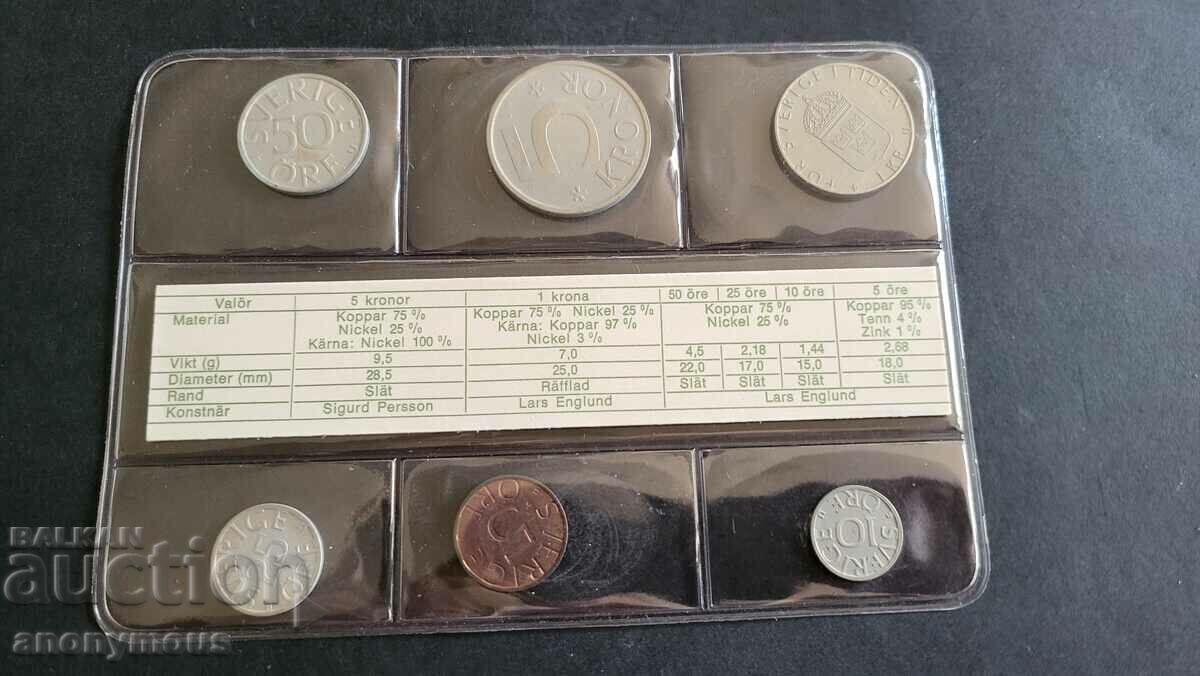 Set of coins Sweden 1976 mat