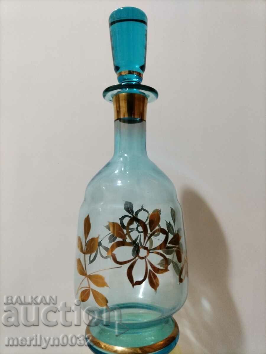 Old service 6 glasses grapha 2 pcs blue glass gilding - 5 Old service 6 glasses grapha 2 pcs blue glass gilding - 5