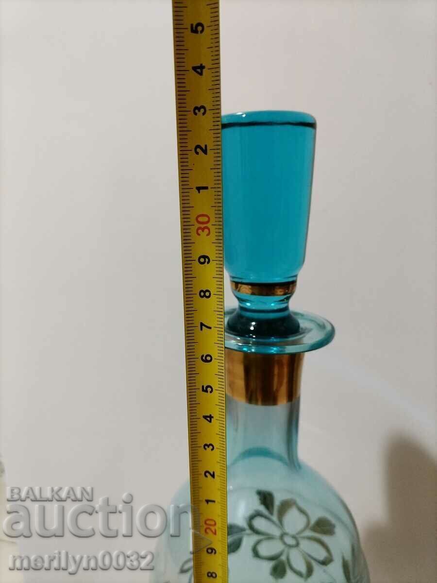 Old service 6 glasses grapha 2 pcs blue glass gilding - 6 Old service 6 glasses grapha 2 pcs blue glass gilding - 6