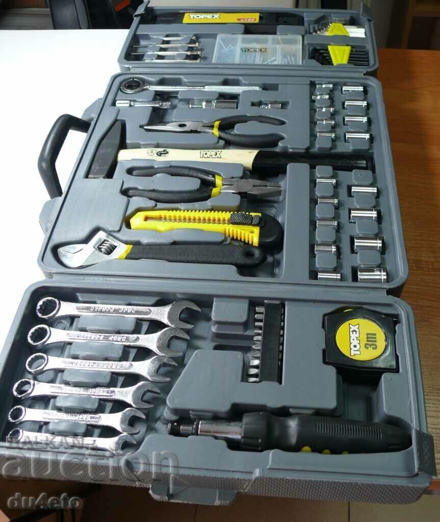 Topex 135-piece hand tool case set with price 80.00 BGN | € 40.90