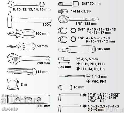 Topex 135-piece hand tool case set - 6