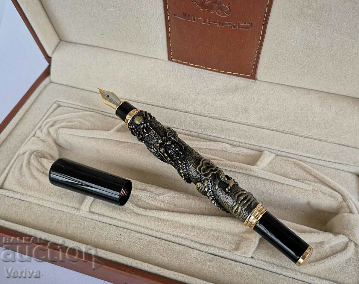 Unique Collector's Fountain Pen, 18K Nib with Iridium Tip