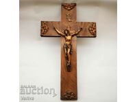 Old, Large Wooden Cross with the Crucifixion of Christ