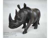 Handmade Iron Wood Rhinoceros Figurine