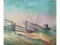 Picture, boats, "On the dock", art. Marin Abadjiev BZC