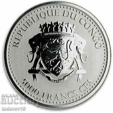 1 oz Silver NEW Gorilla Republic of Congo 2020 with price 132.99 BGN | € 68.00