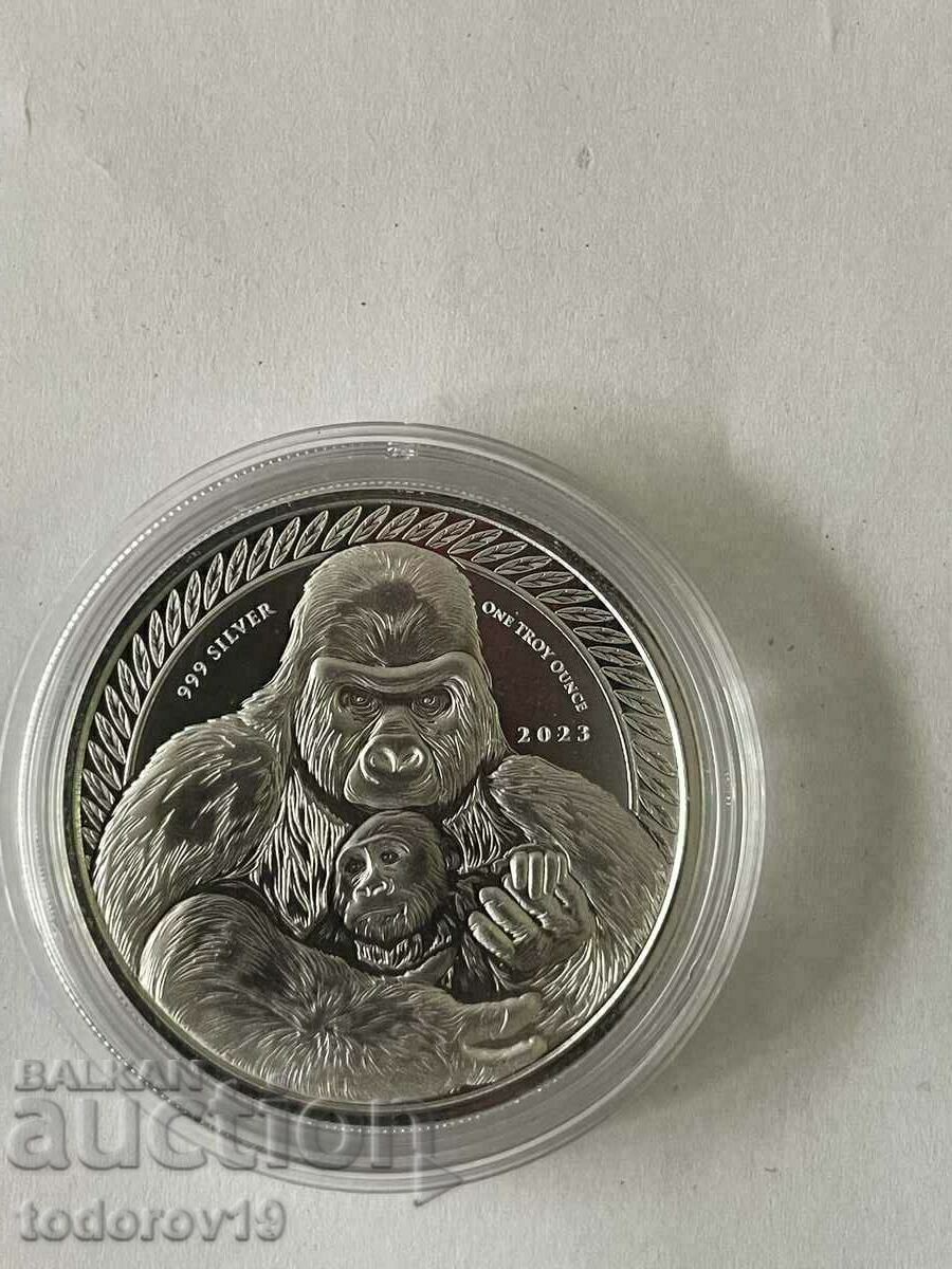 Auction 1 oz Silver NEW Gorilla Republic of Congo 2023 Auction 1 oz Silver NEW Gorilla Republic of Congo 2023