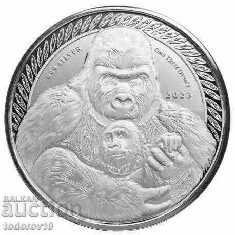 1 oz argint NOU Gorilla Republica Congo 2023