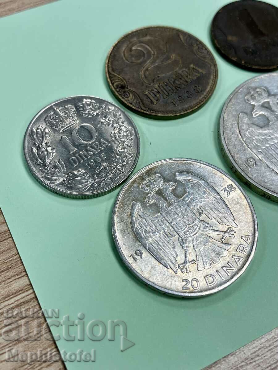 Auction Lot 5 pcs. coins 1938 Yugoslavia - silver coins, etc. Auction Lot 5 pcs. coins 1938 Yugoslavia - silver coins, etc.