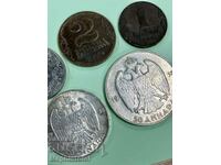 Lot 5 pcs. coins 1938 Yugoslavia - silver coins, etc.