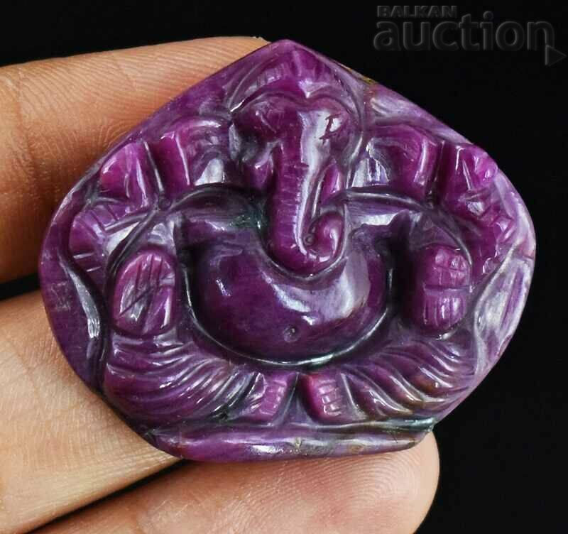 RUBY 100% NATURAL 72.00 Cts Carved Lord Ganesha