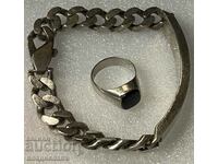 925 silver men's bracelet + silver ring with black onyx