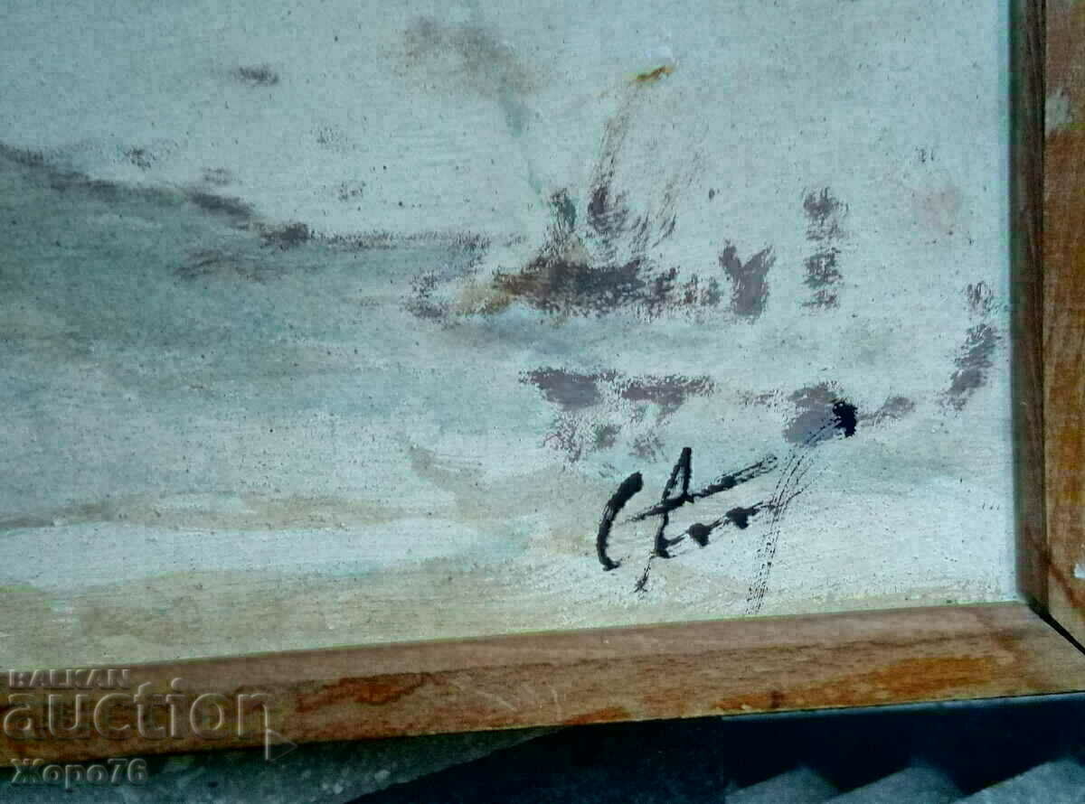 Old BG Author OIL PAINTING Winter LANDSCAPE 80/50 Signed - 6 Old BG Author OIL PAINTING Winter LANDSCAPE 80/50 Signed - 6