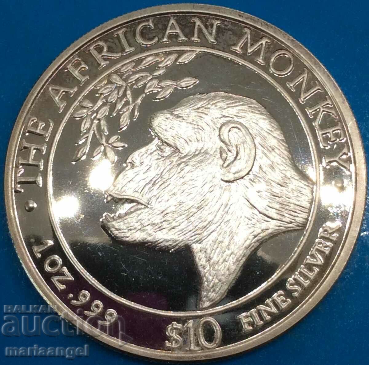 Σομαλία 10 $ 1998 1 Οζ 31,1 g 0,999 PROOF UNC Ασήμι