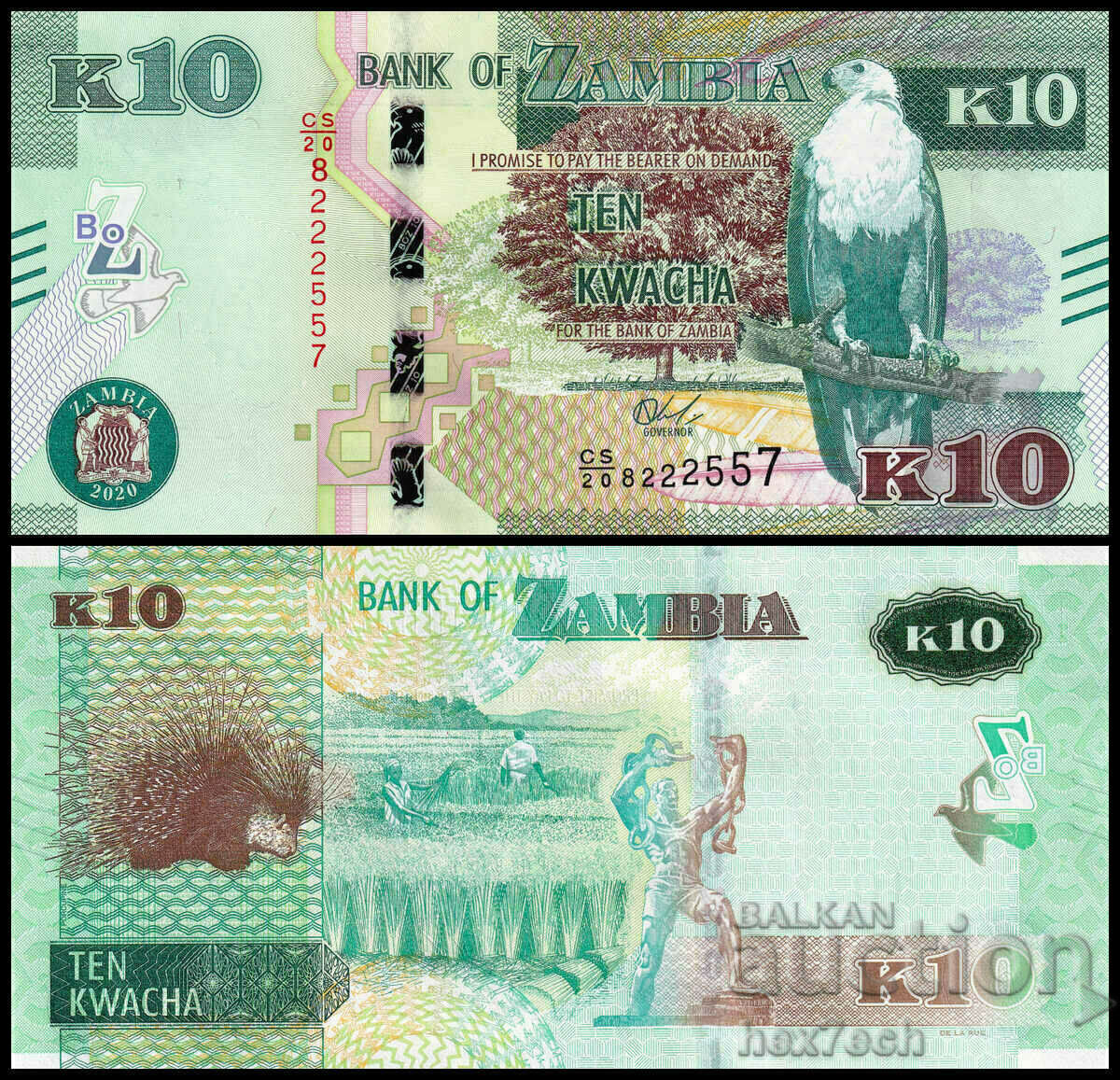 ❤️ ⭐ Zambia 2020 10 Kwacha UNC new ⭐ ❤️