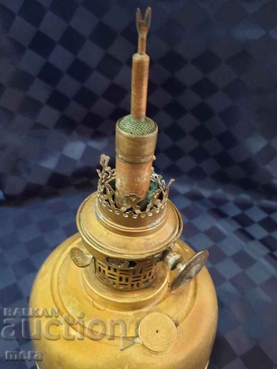 Auction  Antique brass lamp with a rare burner