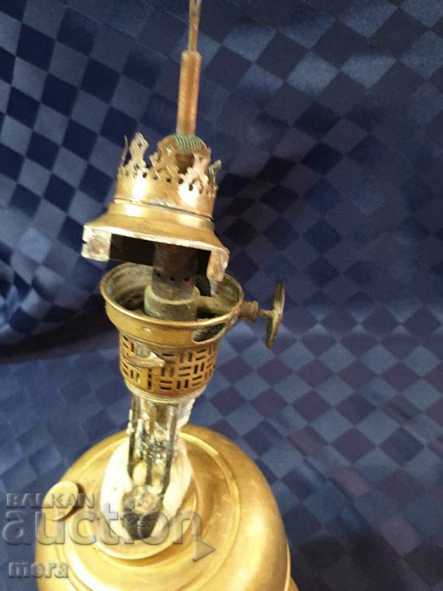 Antique brass lamp with a rare burner - 5
