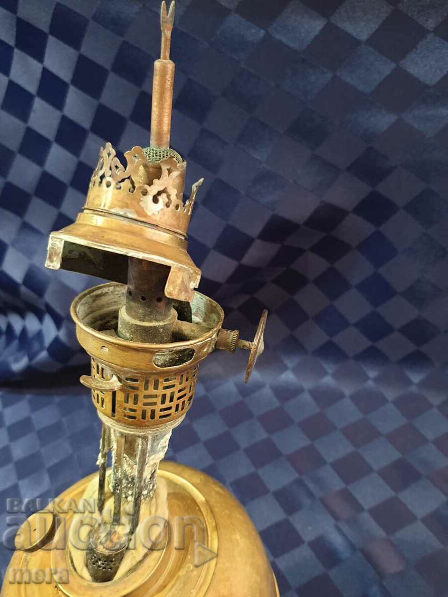 Antique brass lamp with a rare burner - 6
