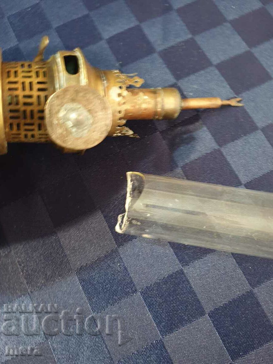 Antique brass lamp with a rare burner - 7
