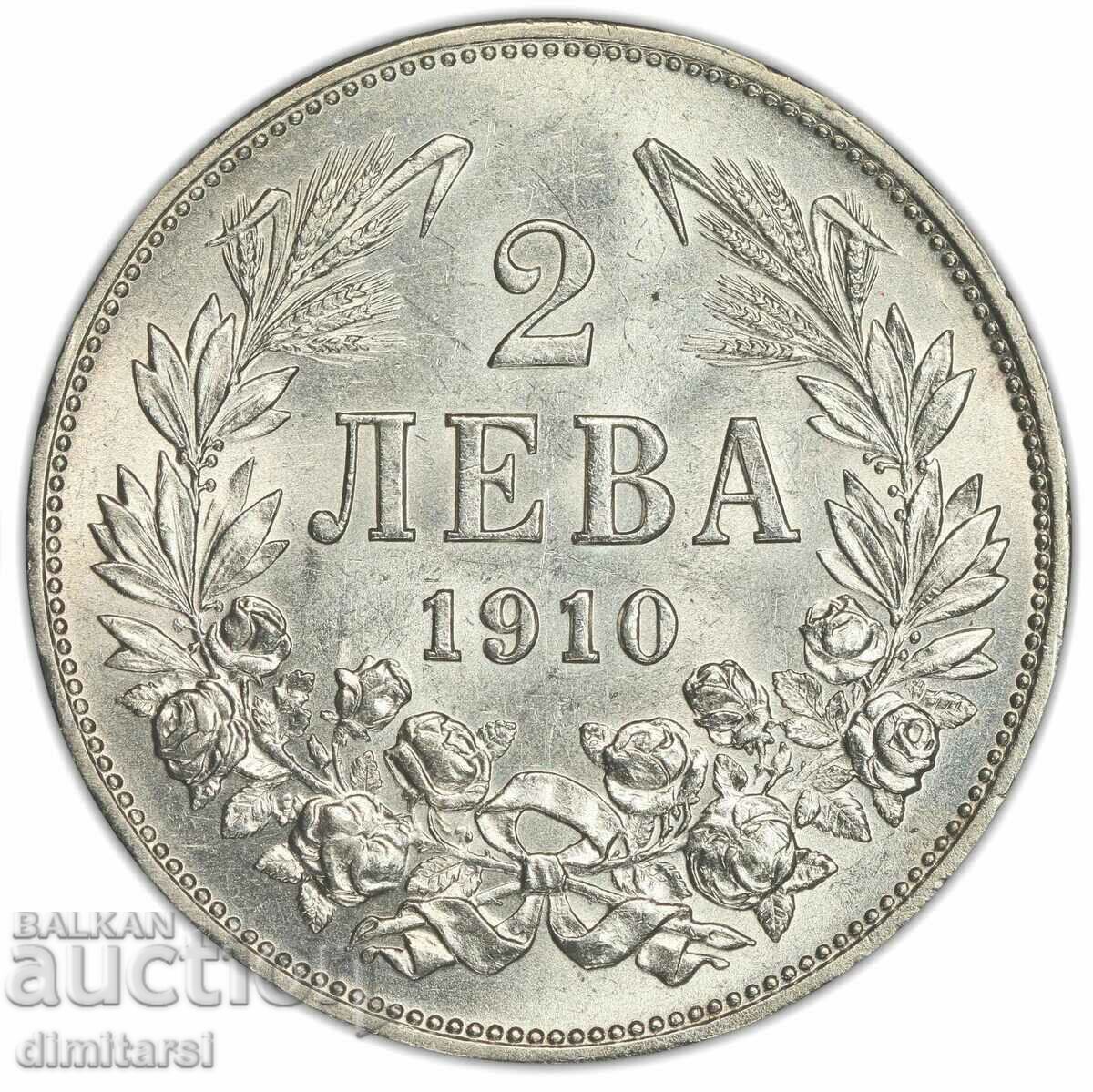 2 лева 1910  MS61 PCGS