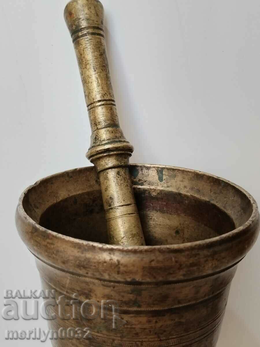 Old bronze mortar with hammer 1911, mortar - 5 Old bronze mortar with hammer 1911, mortar - 5