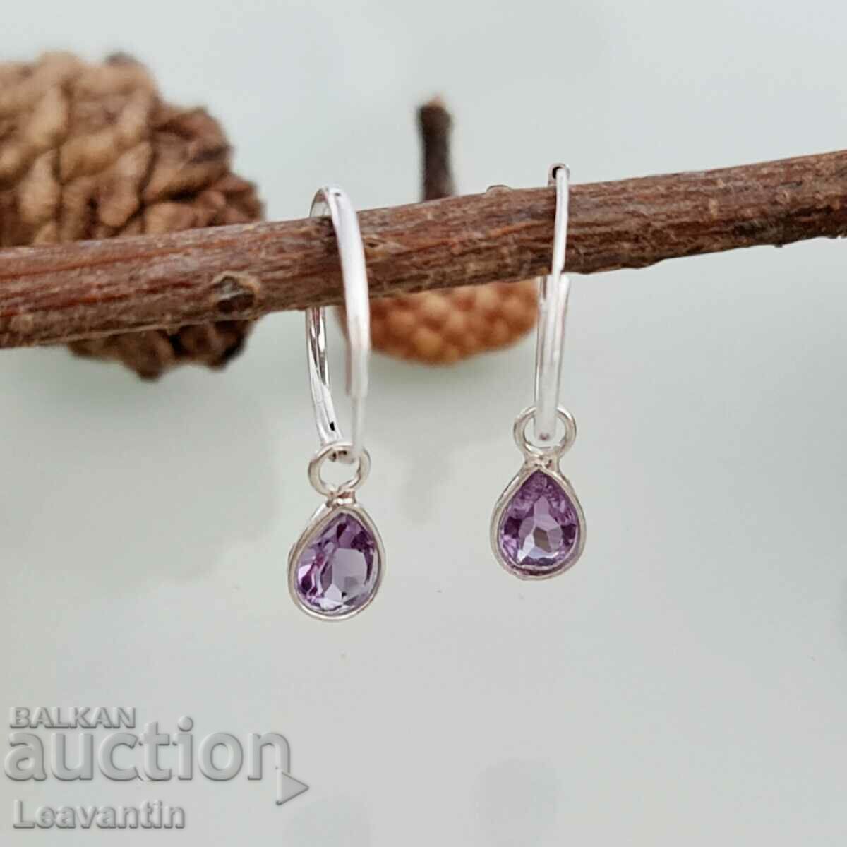 5098 Silver earrings rings with Amethyst