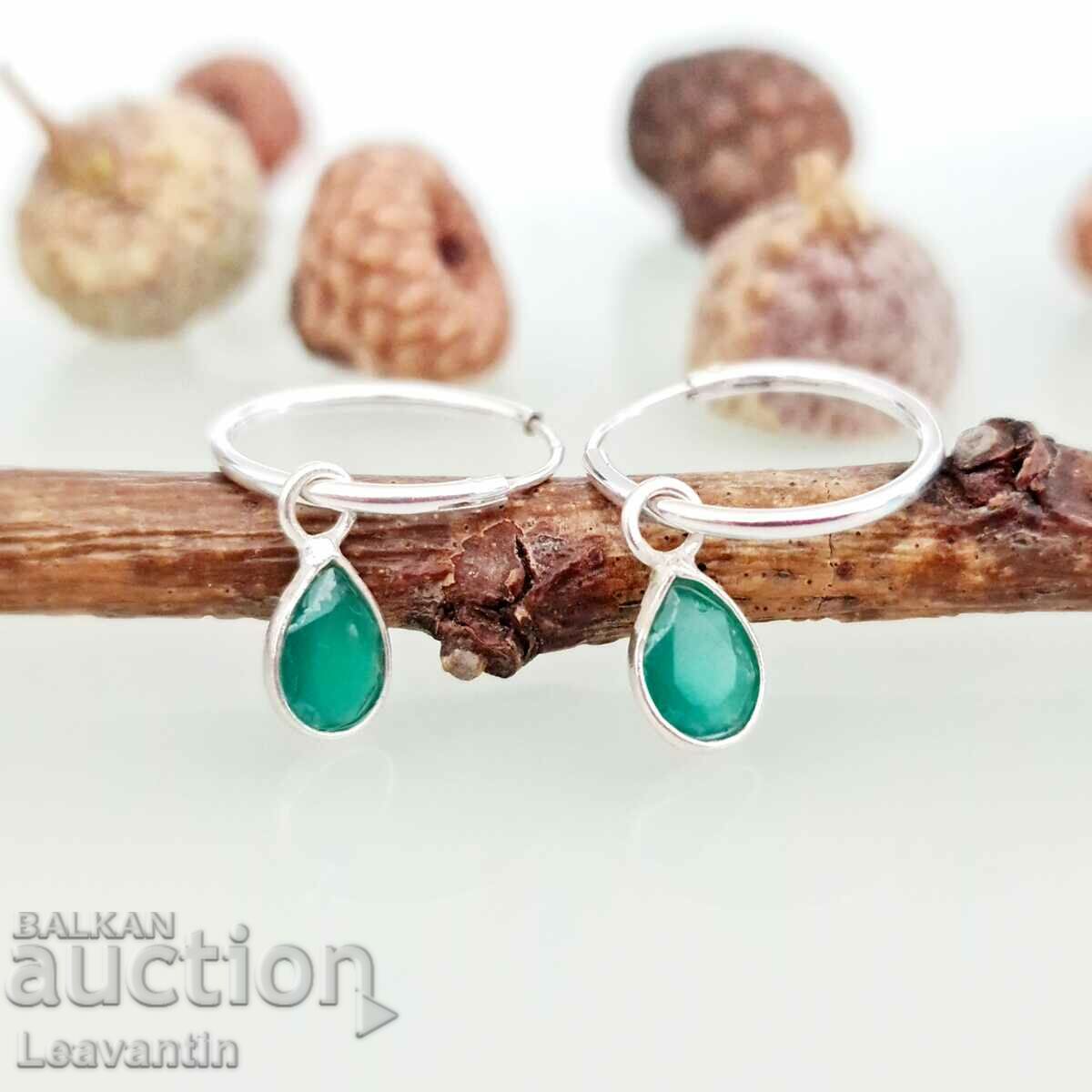 5104 Silver earrings rings with green onyx