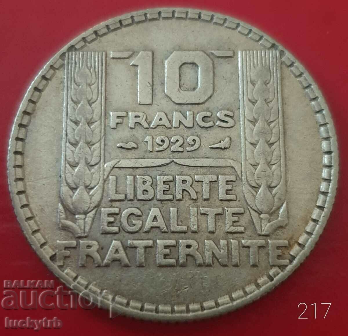 10 franci 1929 - Franta - Argint