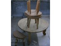 Table sofra paralia blue 7 three-legged stools