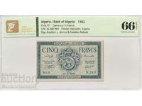 Algeria 5 Francs 1942 Pick 91 TQG 66