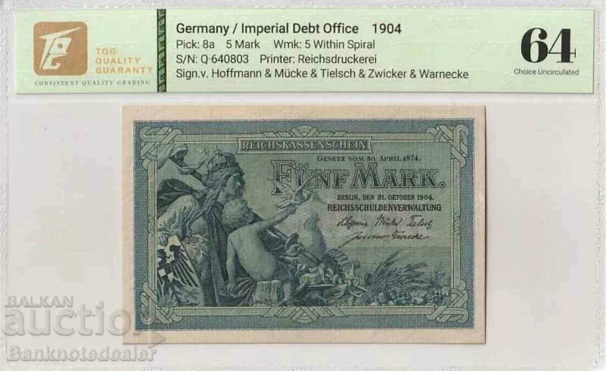 Germania 5 Mark 1904 Pick 8a TQG 64