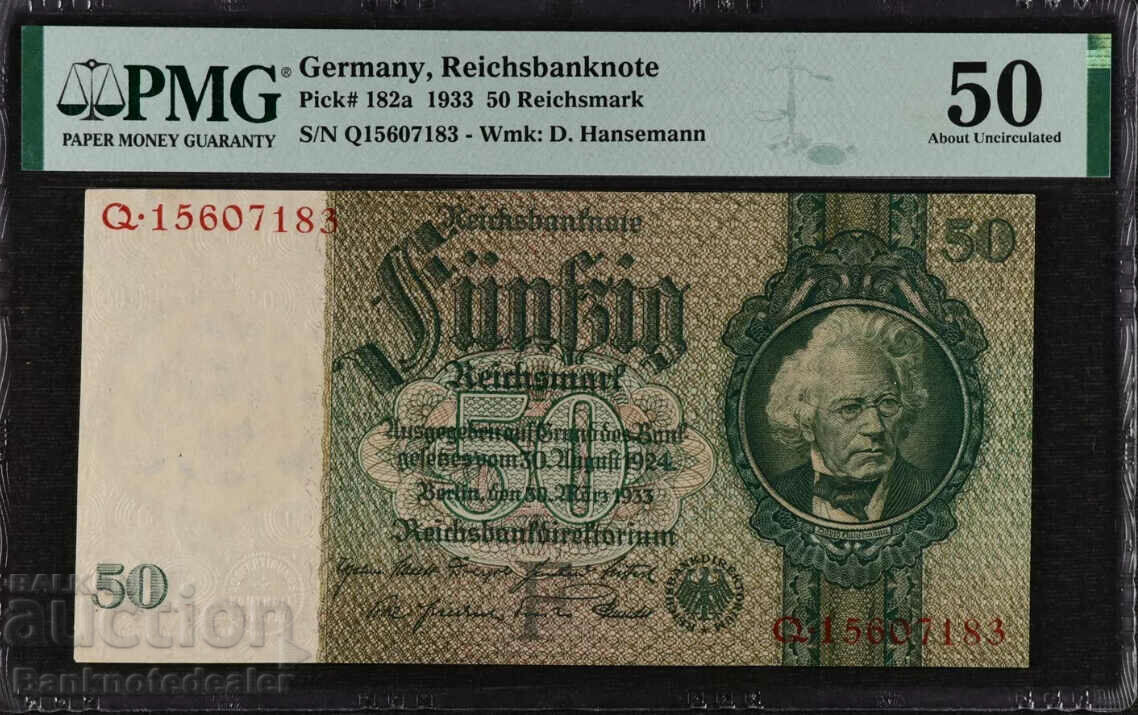 Germany Reichsbanknote 50 Reichsmark 1933 Pick 182a PMG 50