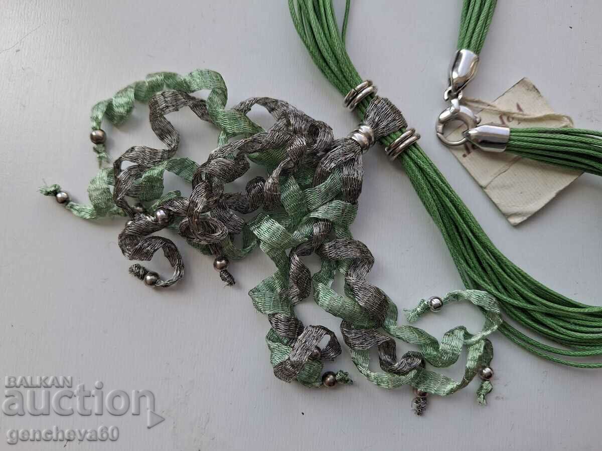 Spectacular necklace with silk and silver threads ITALY with price 40.00 BGN | € 20.45 Spectacular necklace with silk and silver threads ITALY with price 40.00 BGN | € 20.45