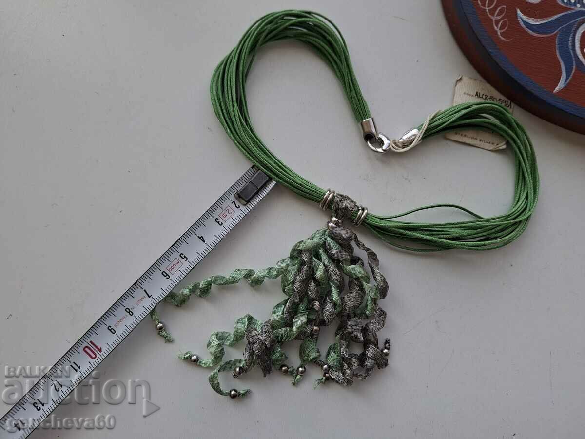 Delivery of Spectacular necklace with silk and silver threads ITALY Delivery of Spectacular necklace with silk and silver threads ITALY