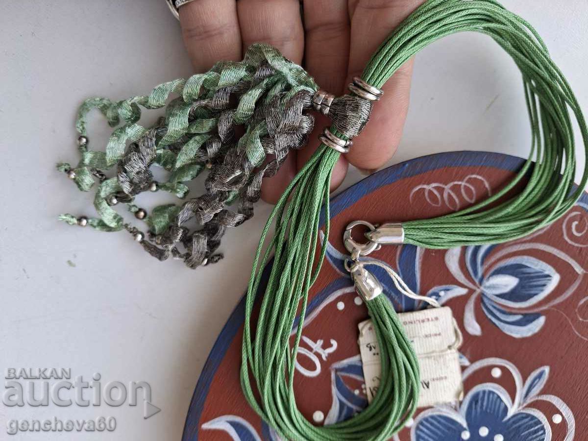 Spectacular necklace with silk and silver threads ITALY - 5 Spectacular necklace with silk and silver threads ITALY - 5
