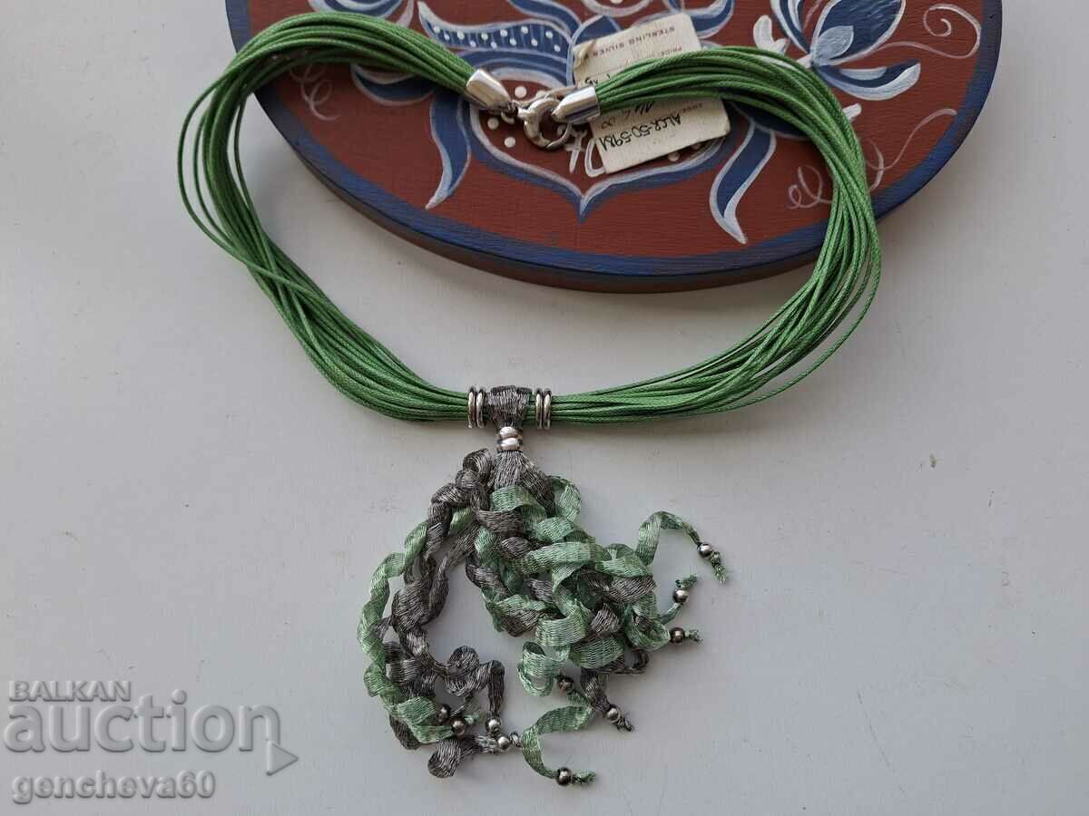 Ефектно колие с копринени и сребърни нишки ITALY - 6