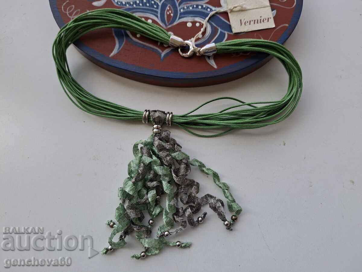 Spectacular necklace with silk and silver threads ITALY - 7 Spectacular necklace with silk and silver threads ITALY - 7