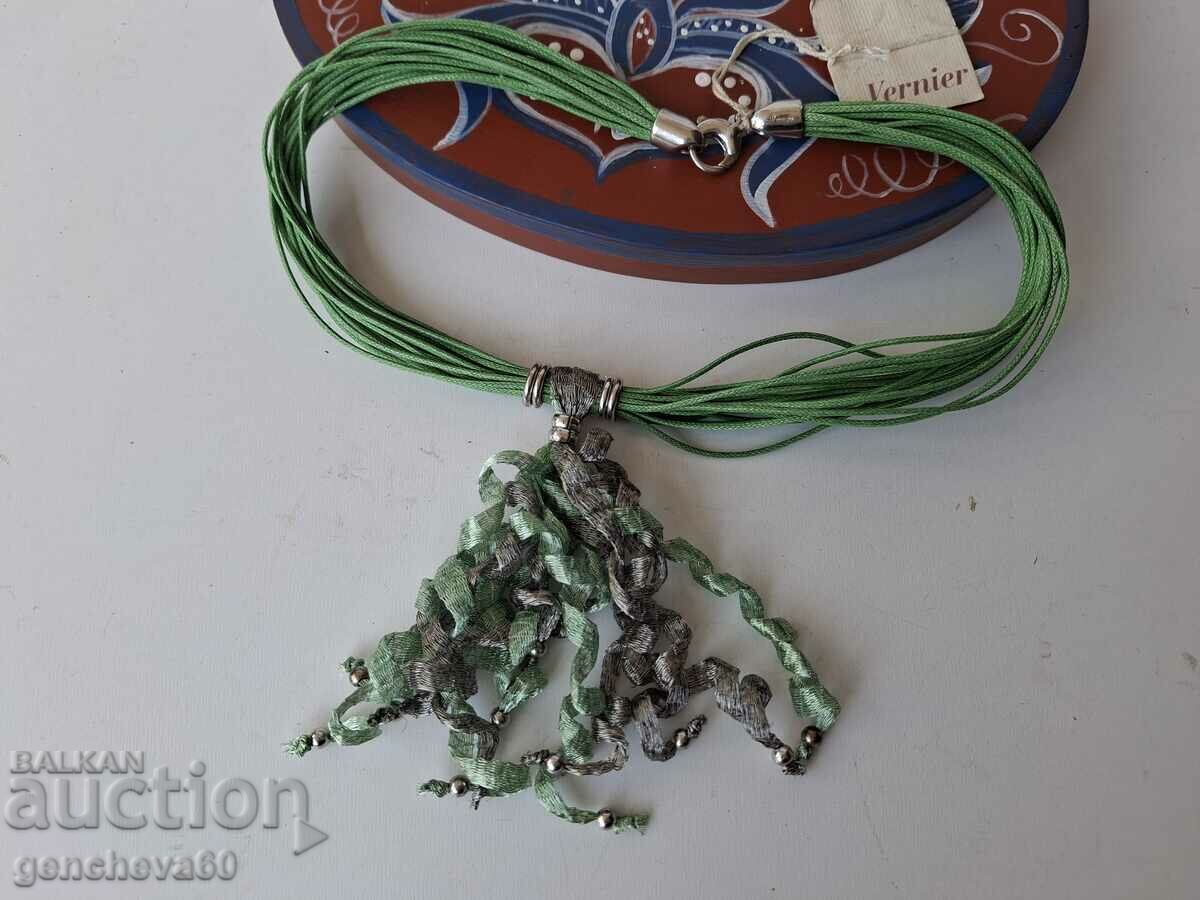 Spectacular necklace with silk and silver threads ITALY