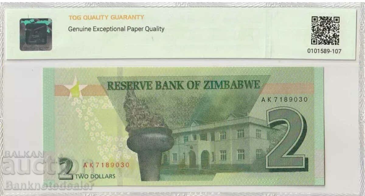 Zimbabwe 2 Dollars 2019 Pick B192a TQG 65 with price 90.00 BGN | € 46.02